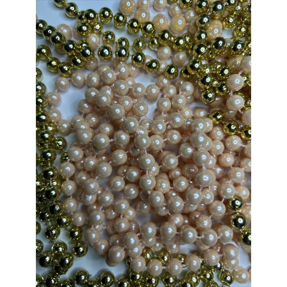 Vintage Bead Garland Pink & Gold & Iridescent Strands Various Lengths - Picture 4 of 8